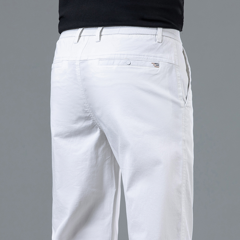 Streetwear Brand Pants - Summer men's light fitted straight white