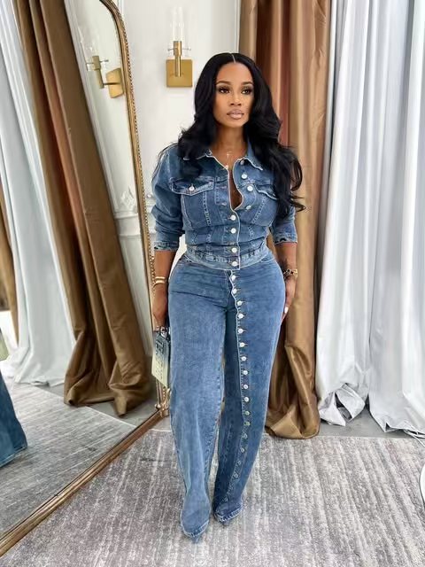 Jeans Suit Women Denim 2 Piece - đánh giá và giá Streetwear Brand Pants