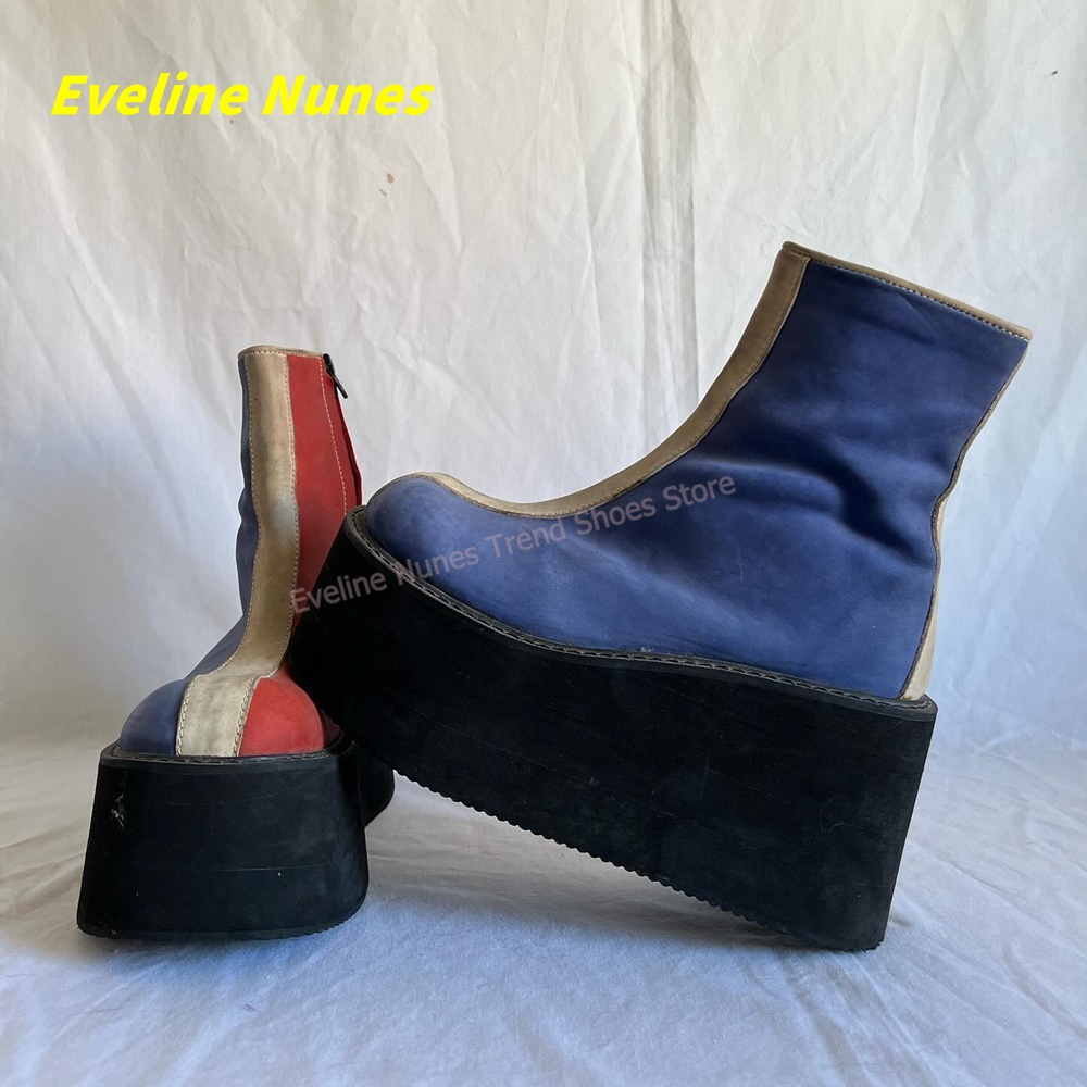 Y2K Red Blue Platform Ankle Bo - đánh giá và giá Streetwear Zipper