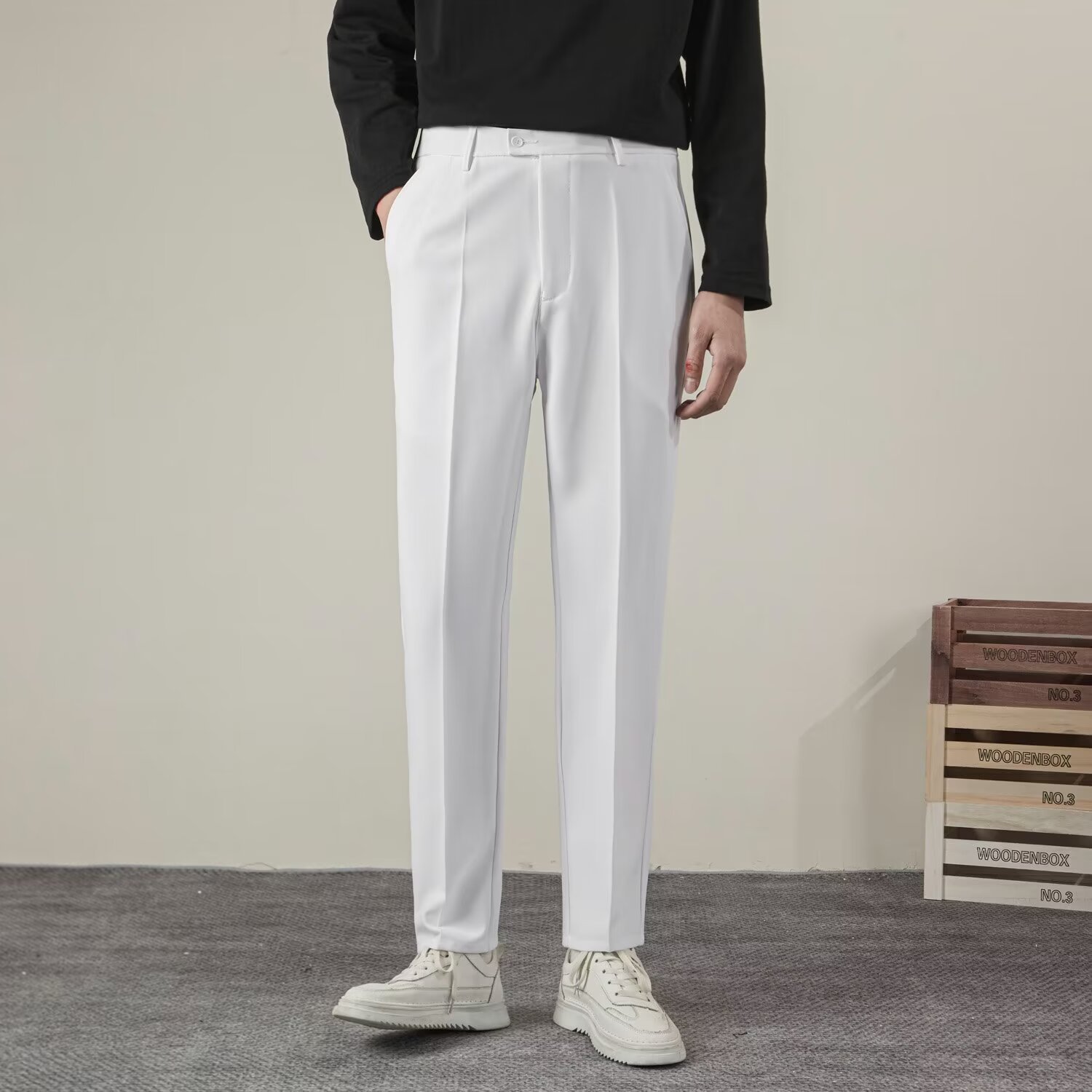 Summer Men's Solid Color Strai - đánh giá và giá Streetwear Brand Pants
