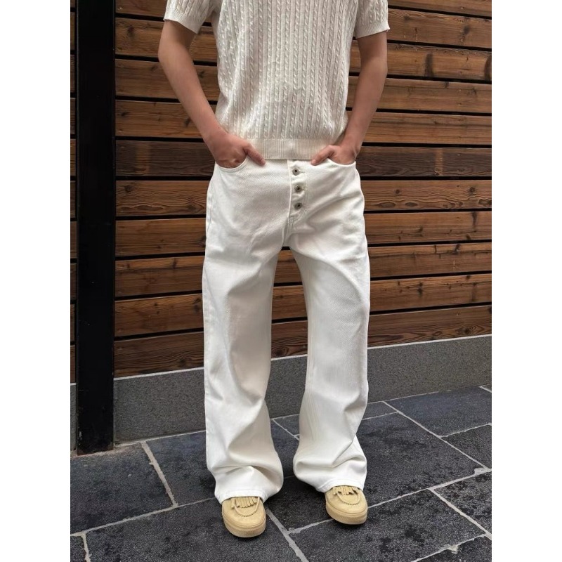 Men's White Wide Leg Jeans Hig - đánh giá và giá Streetwear Brand Pants