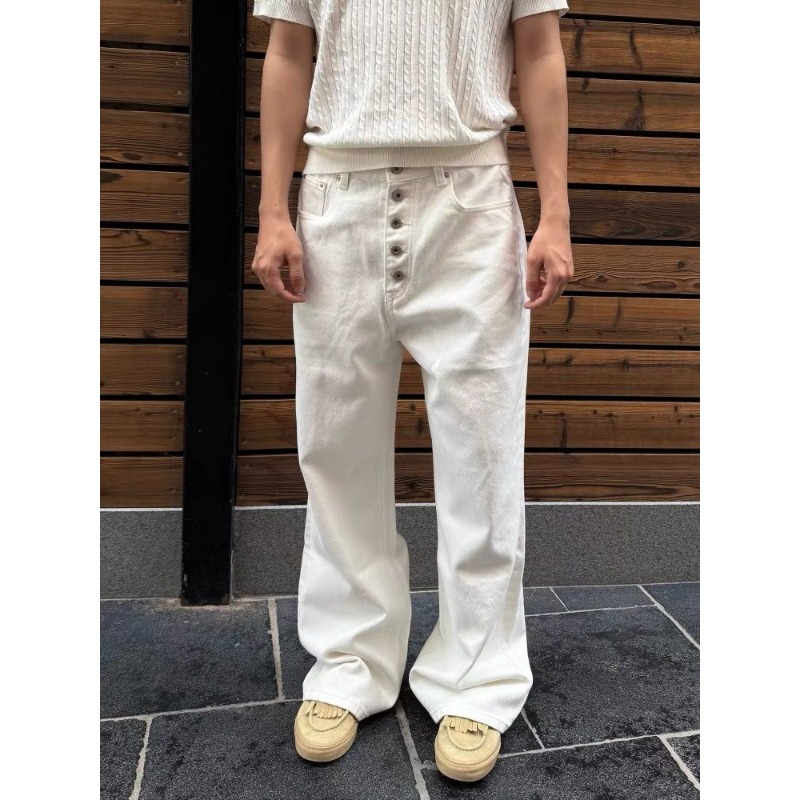 Men's White Wide Leg Jeans Hig - đánh giá và giá Streetwear Brand Pants