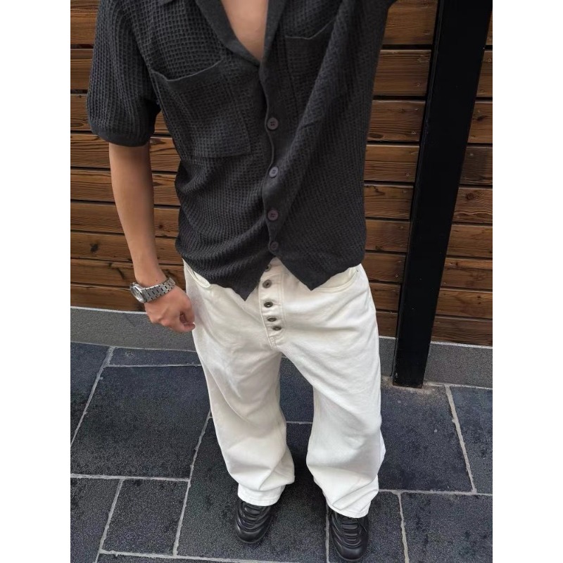 Men's White Wide Leg Jeans Hig - đánh giá và giá Streetwear Brand Pants