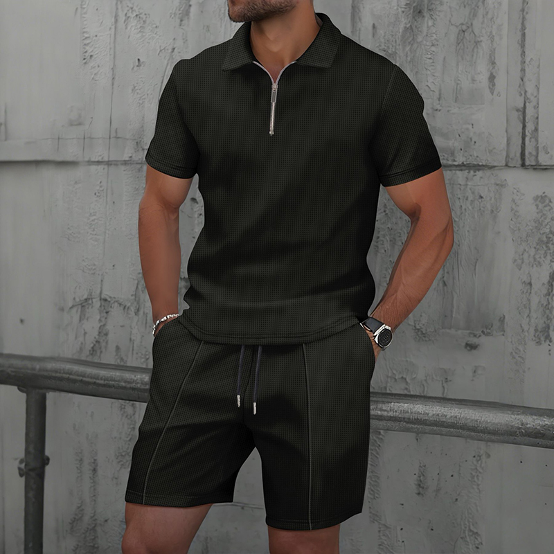 Summer Men Sports Polo Suit Sh - đánh giá và giá Streetwear Zipper